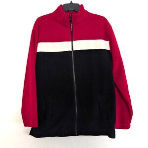 LAUREN RALPH LAUREN Jacket Men's M Red White Black Fleece Zip Track Long‎ Sleeve